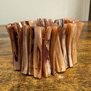 Chunky Natural Shell Stretch Bracelet Brown Iridescent Boho Statement